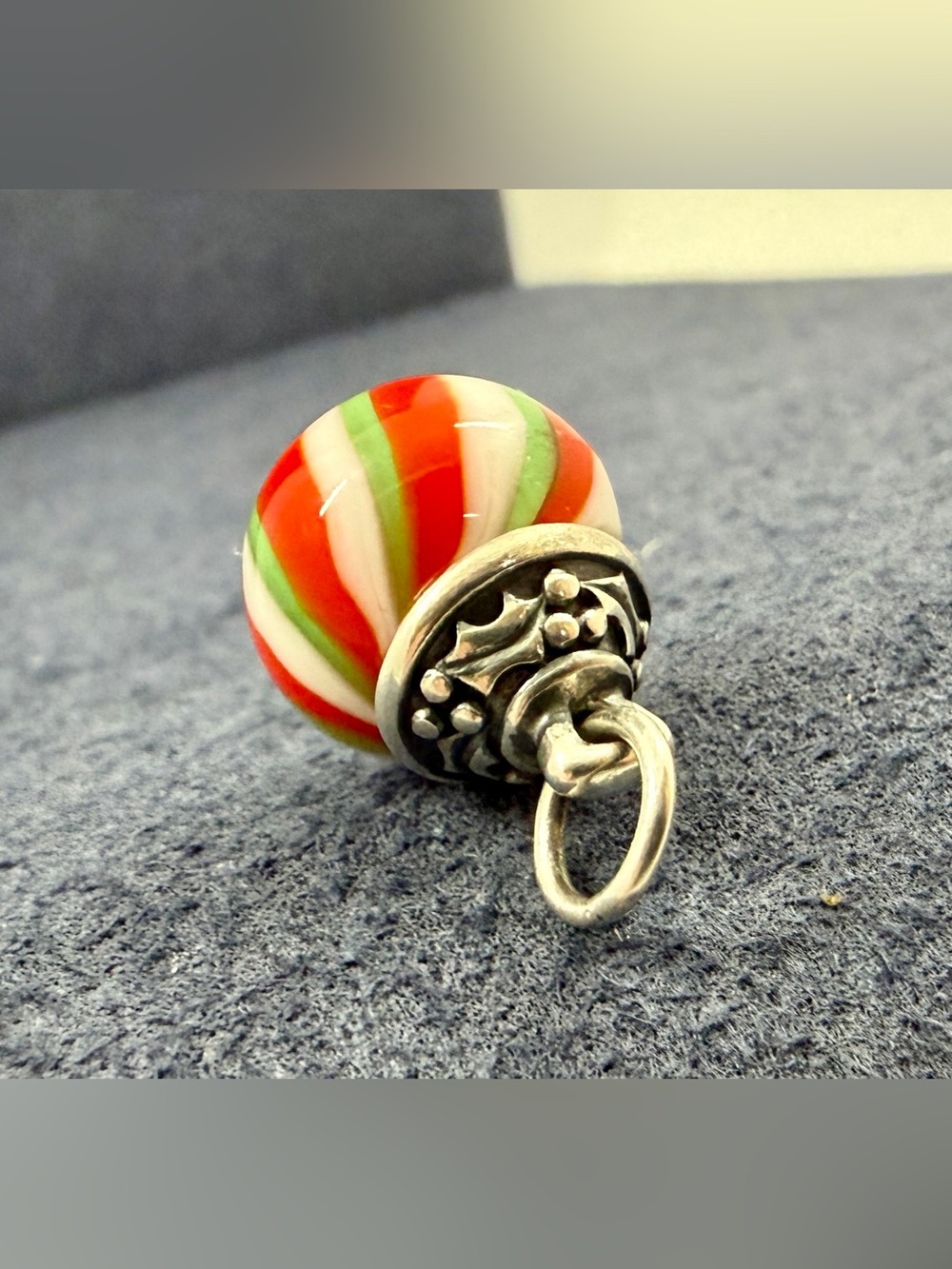 JAMES AVERY Sterling Silver Holly Jolly Christmas Glass Finial Charm; RETIRED